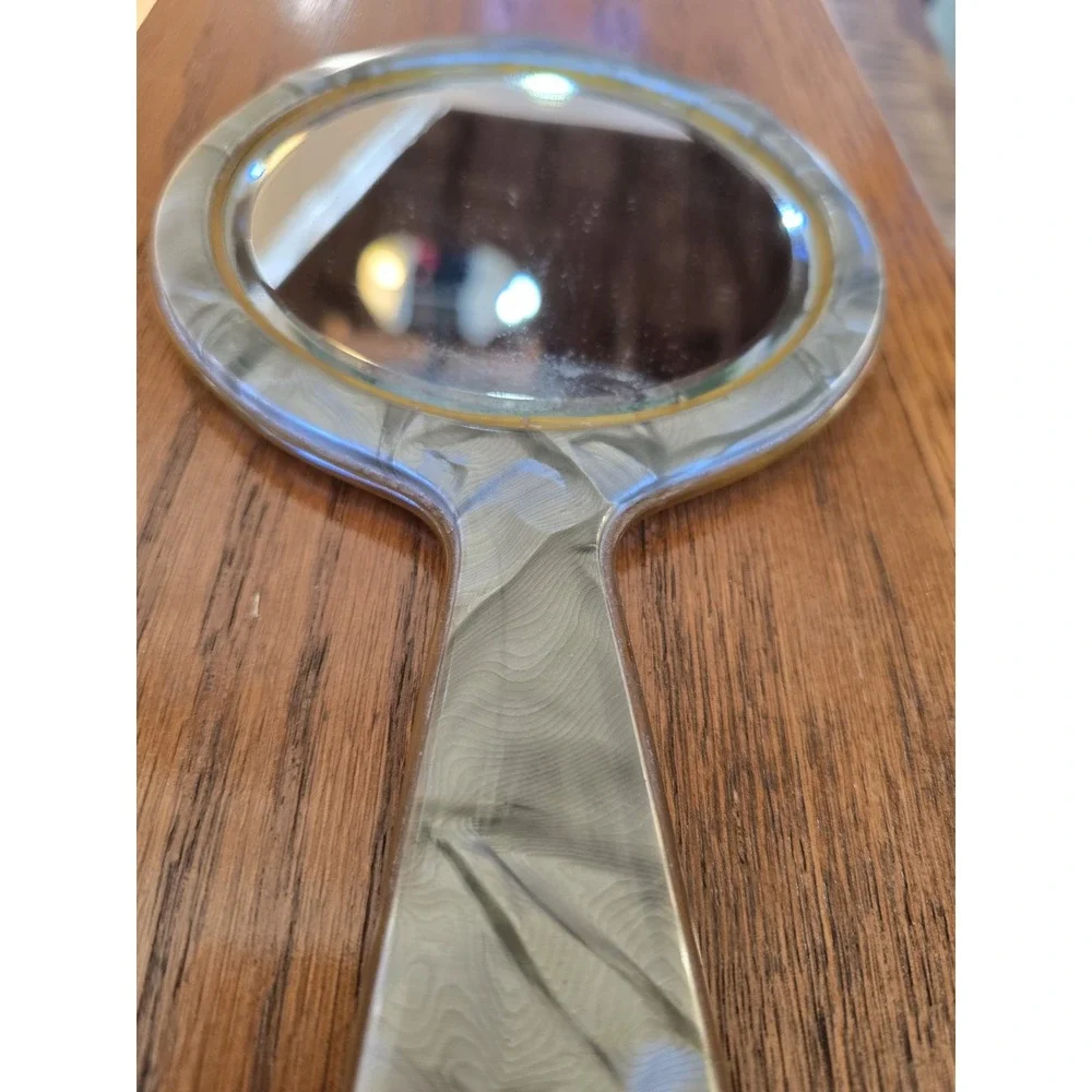 Art Deco Bakelite Green Marbleized Hand Held Vanity Mirror